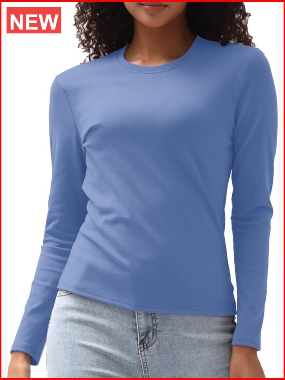 Cotton Long Sleeve Slim Fit Tee Shirt Basic Top Crewneck Undershirt
